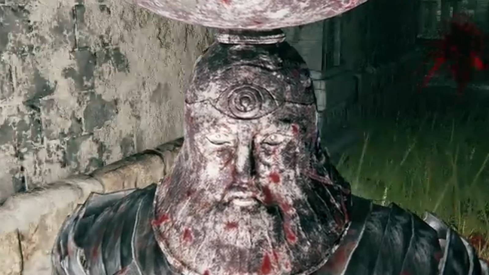 elden ring fire prelate helmet with an invader