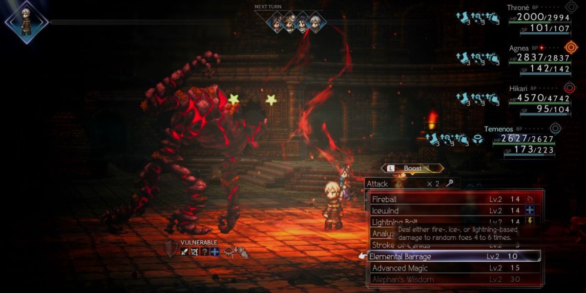 Stats of enemy in Octopath Traveler 2