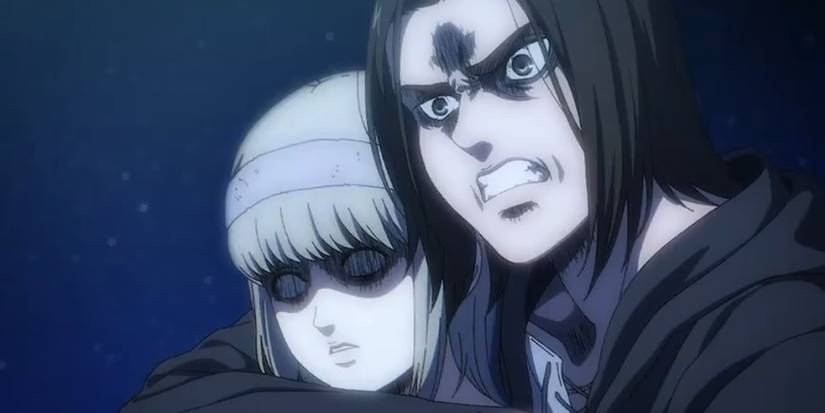 Eren hugging Ymir in Attack on Titan