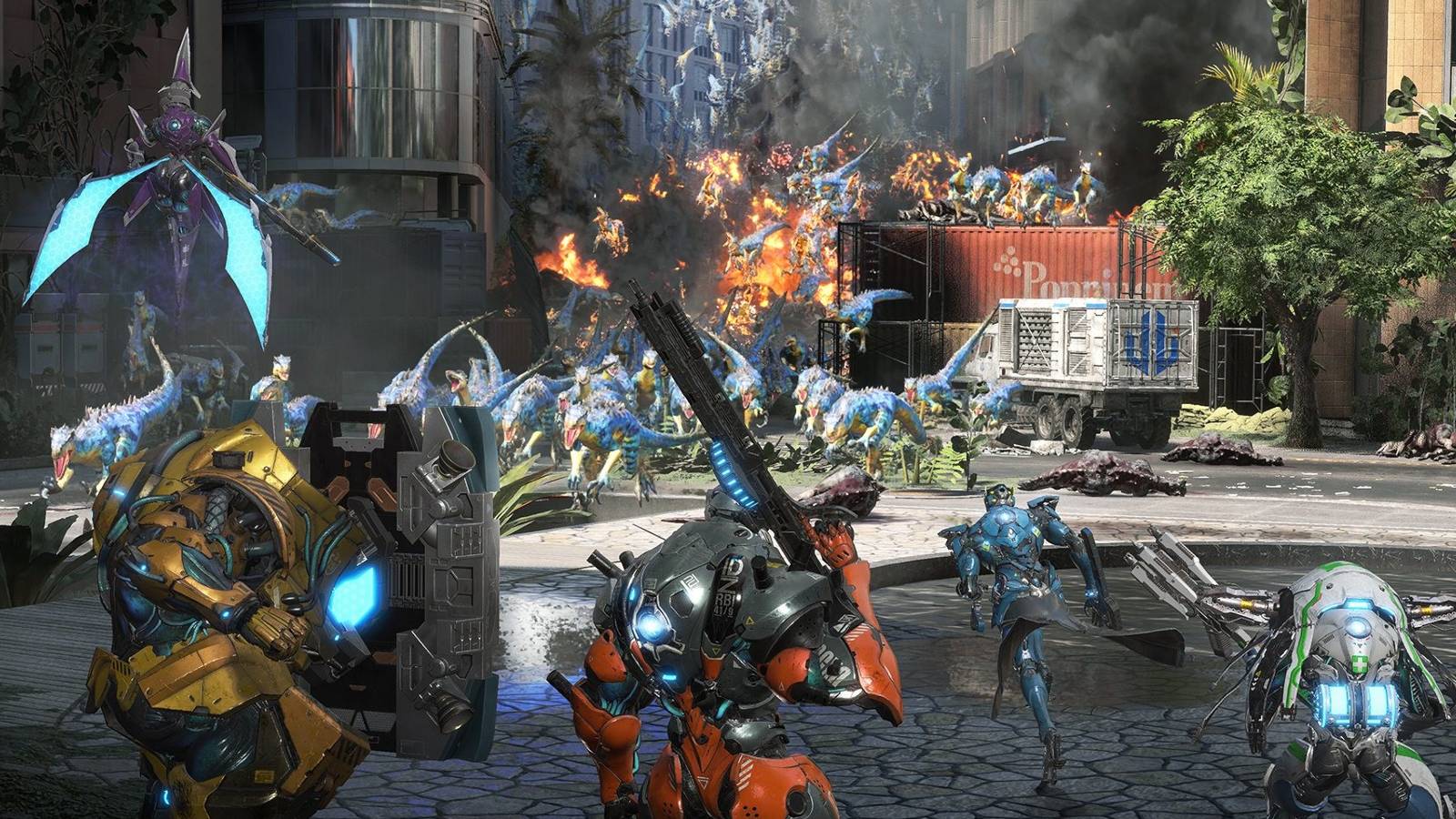 exoprimal full party vs. mutant raptors