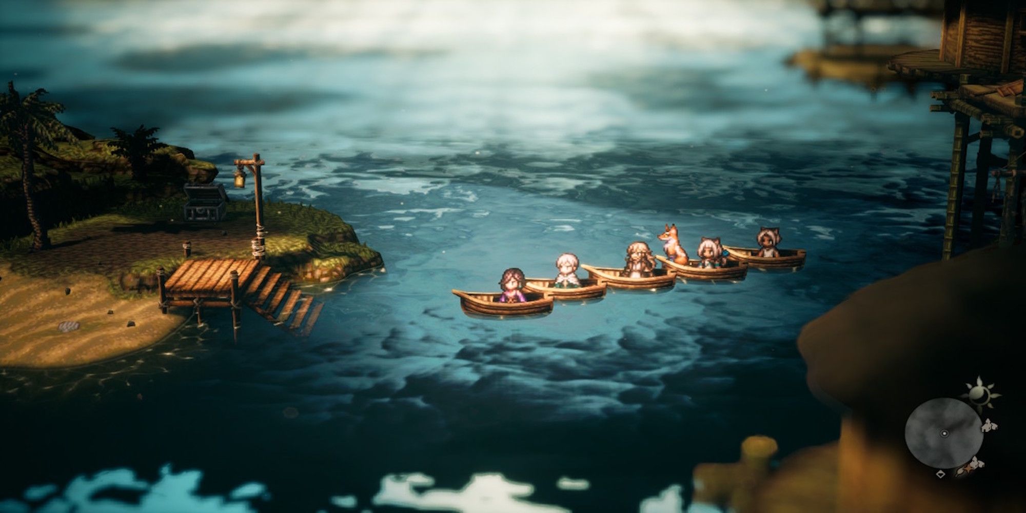 Exploring the world in boats in Octopath Traveler 2