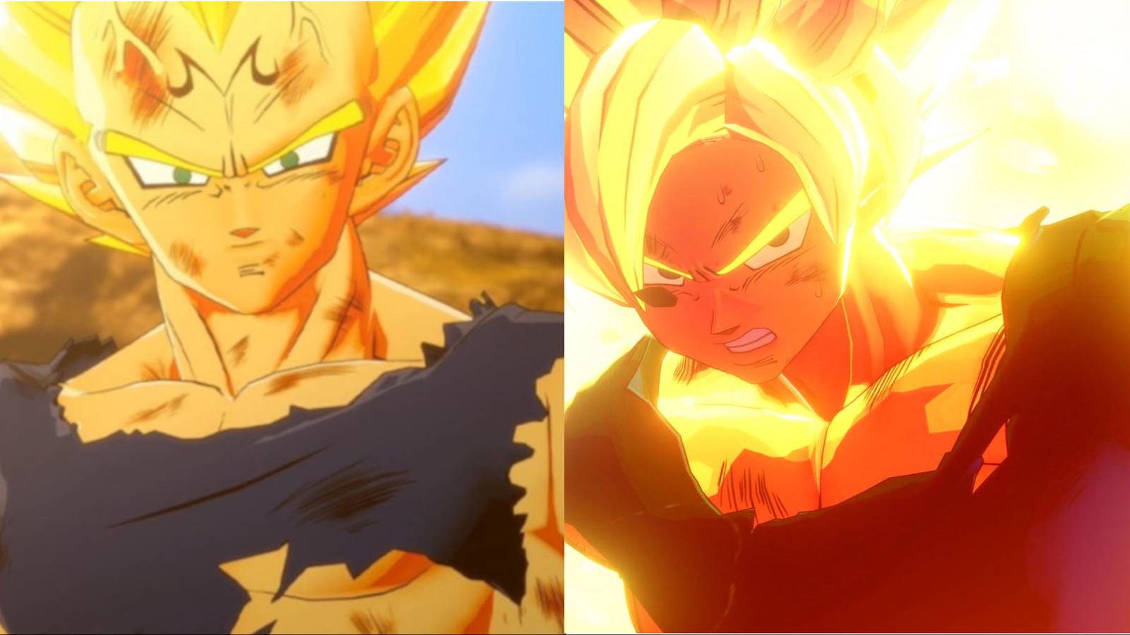 Dragon Ball Z Kakarot Vegeta and Goku (left to right)