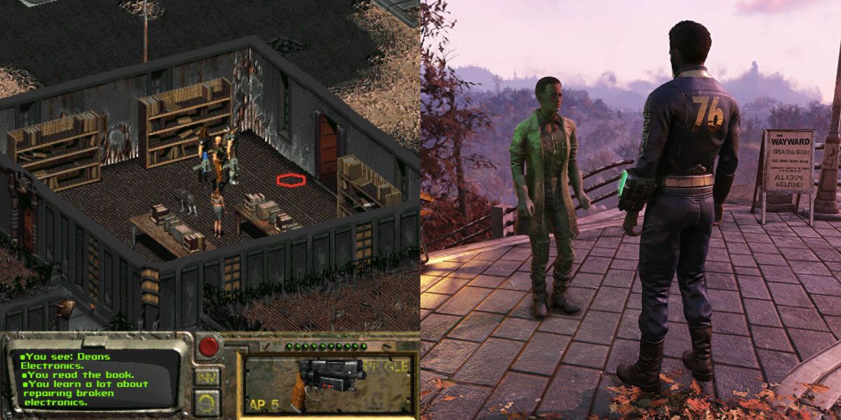 Gameplay from Fallout 1 and 76