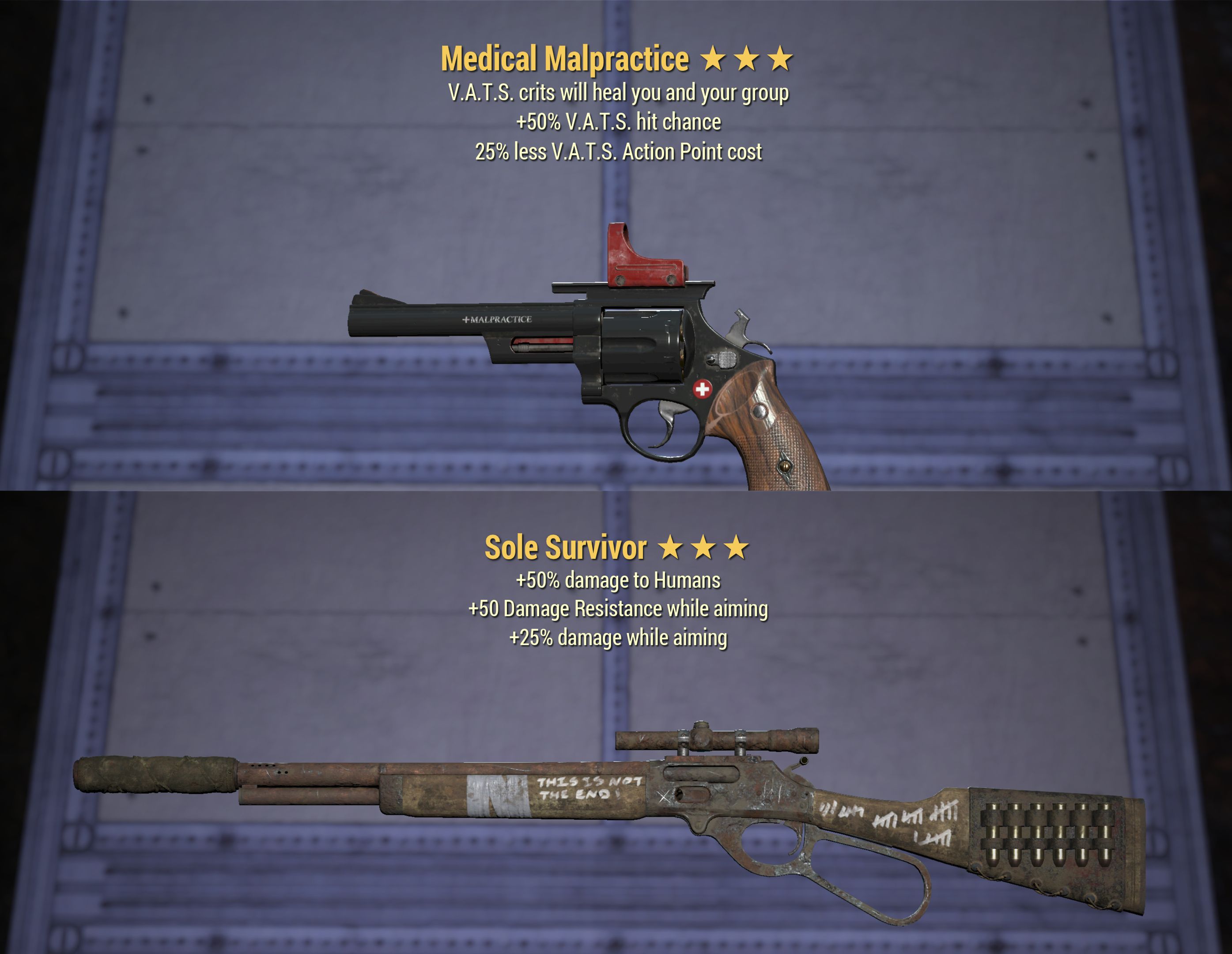 Fallout 76 Medical Malpractice Sole Survivor Daily Ops Weapons