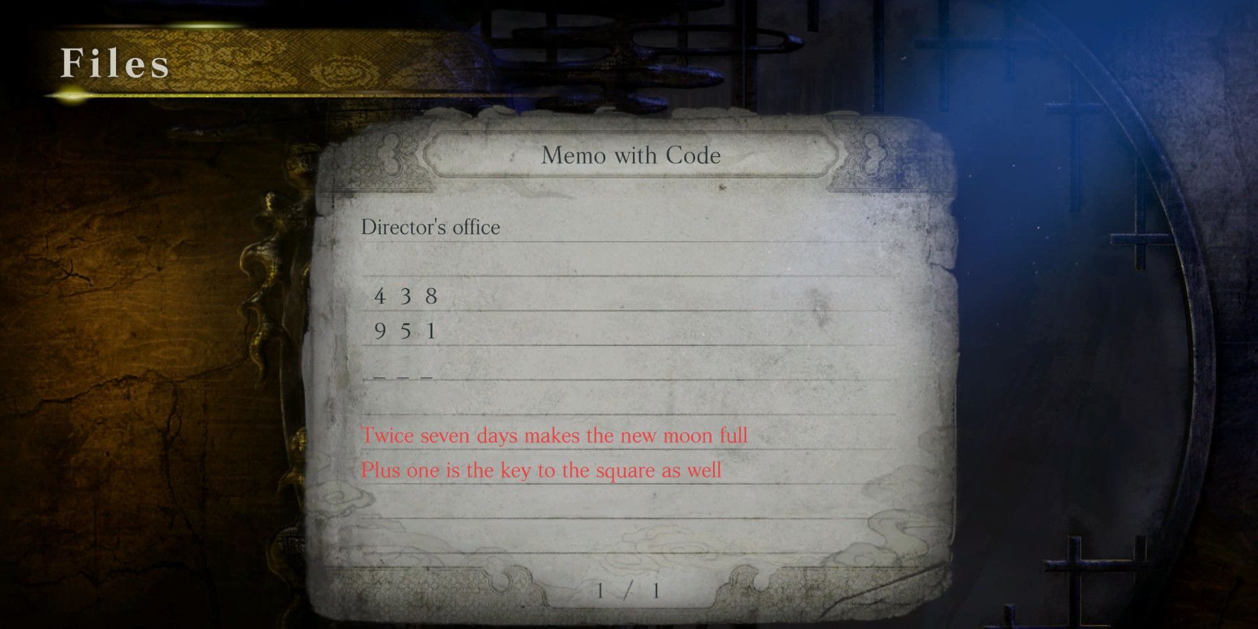 fatal frame mask of the lunar eclipse memo with code solution