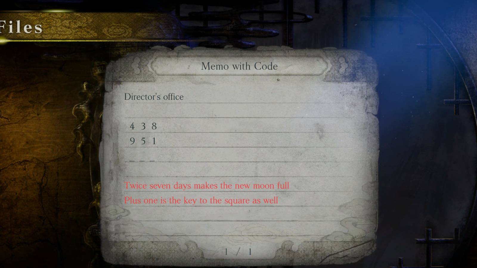 fatal frame mask of the lunar eclipse memo with code solution