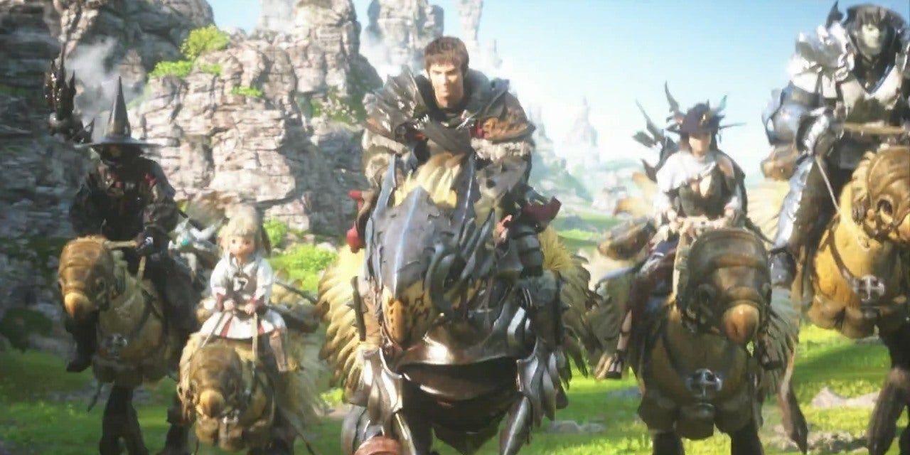 FF14 Characters Riding Chocobo 