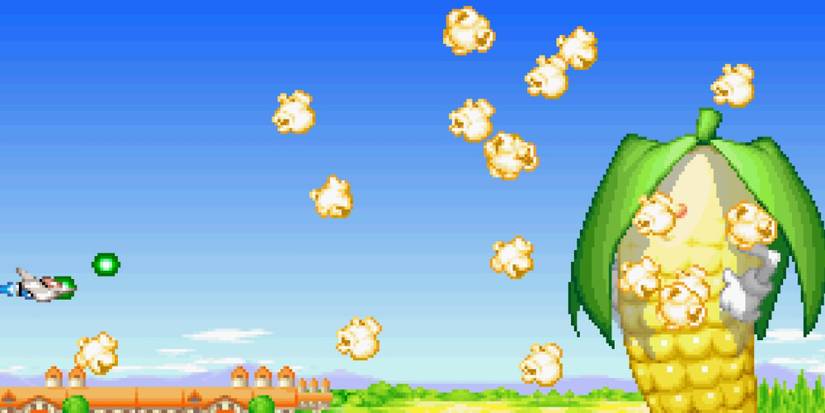 Fighting a boss in Sexy Parodius