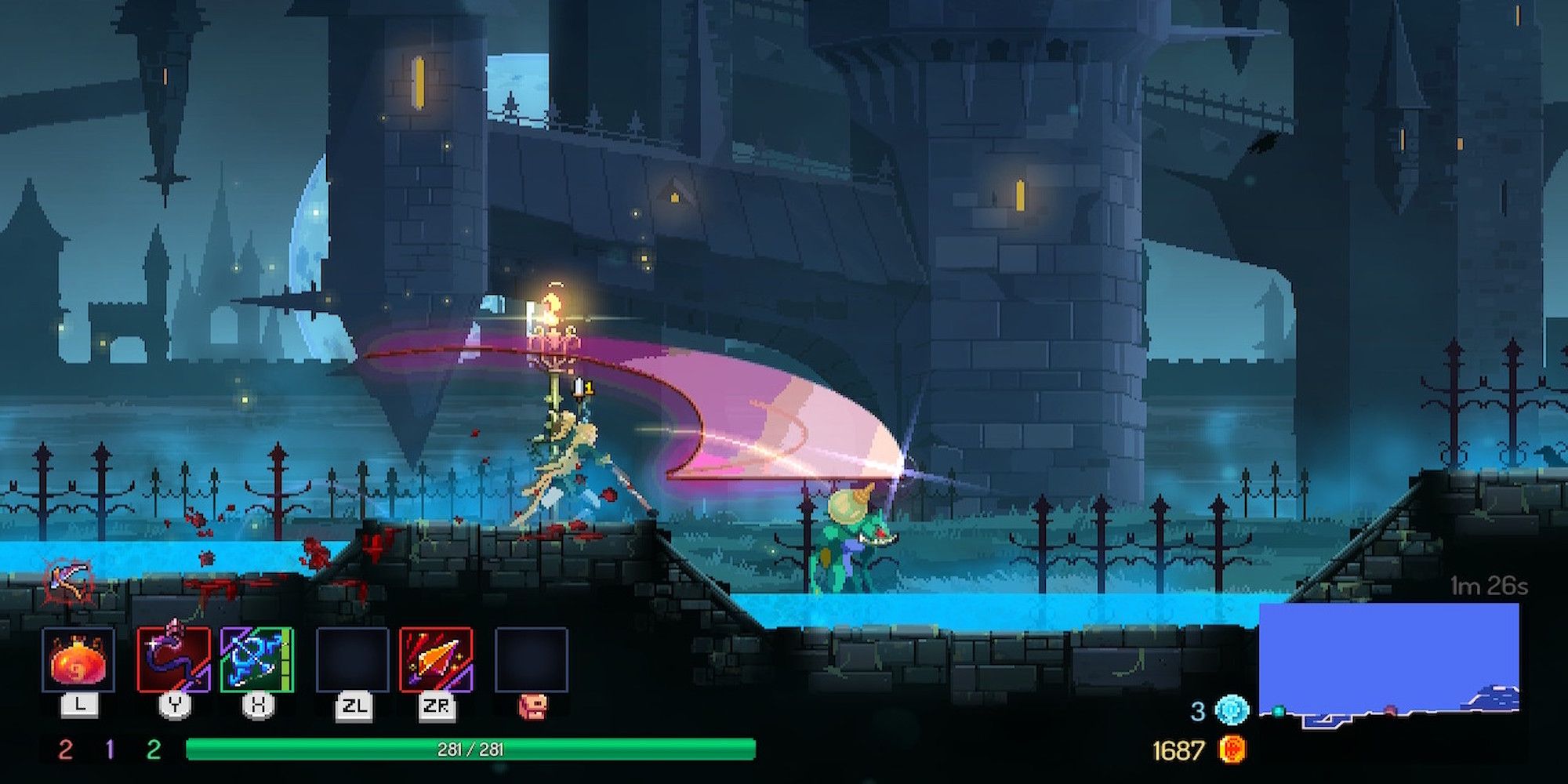 Fighting enemies in Dead Cells Return to Castlevania