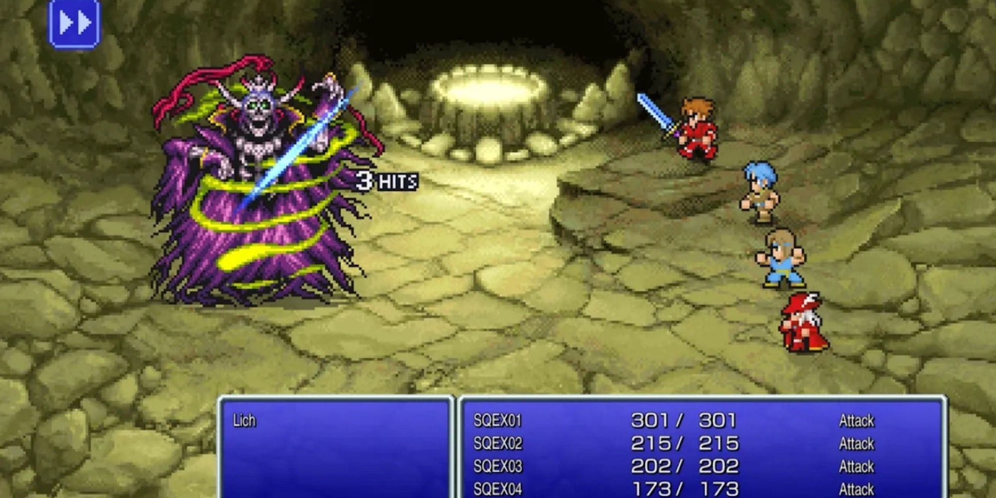 Fighting Lich in Final Fantasy 1