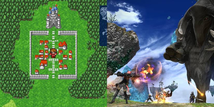 Gameplay from Final Fantasy 1 and Realm Reborn