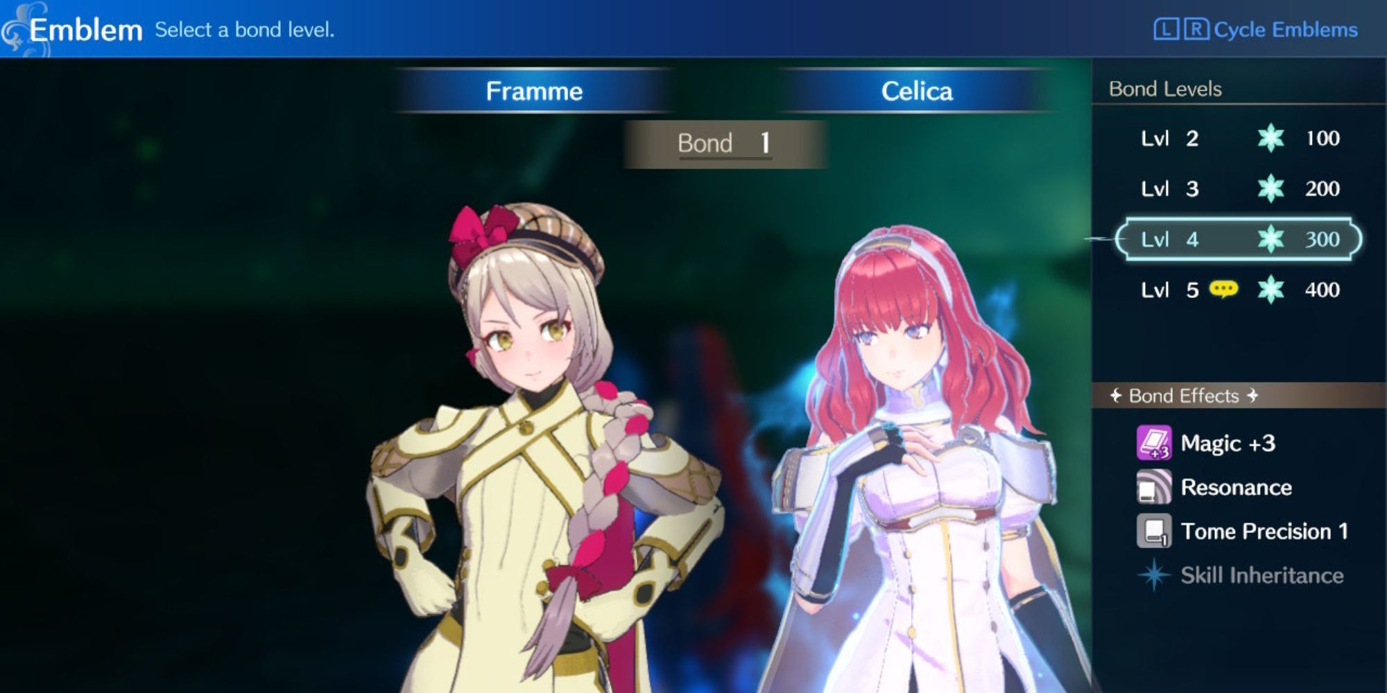 Framme and Celica using a bond level in the Arena in Fire Emblem Engage