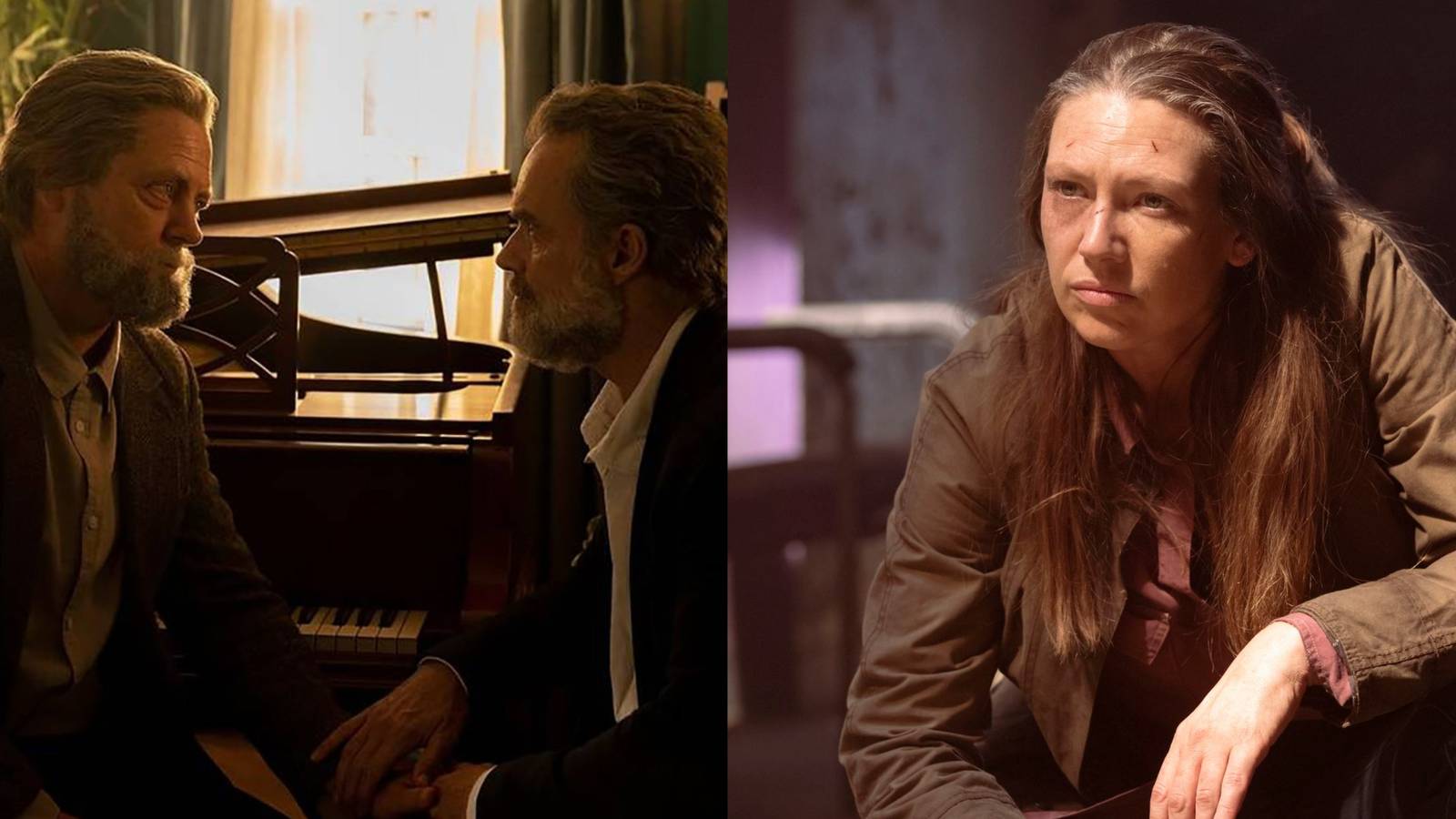 Split image showing Frank, Bill and Tess in The Last of Us.