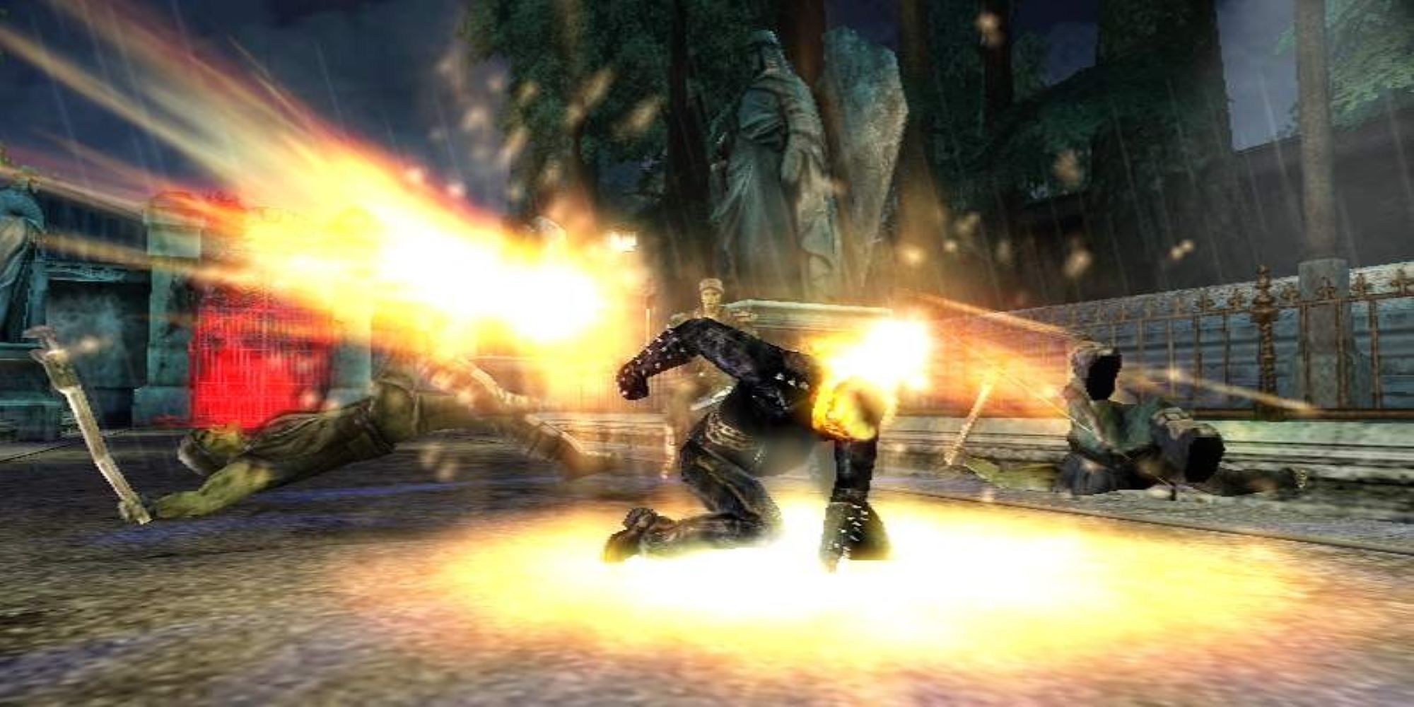 Ghost Rider smashes the ground and releases a blast of hellfire
