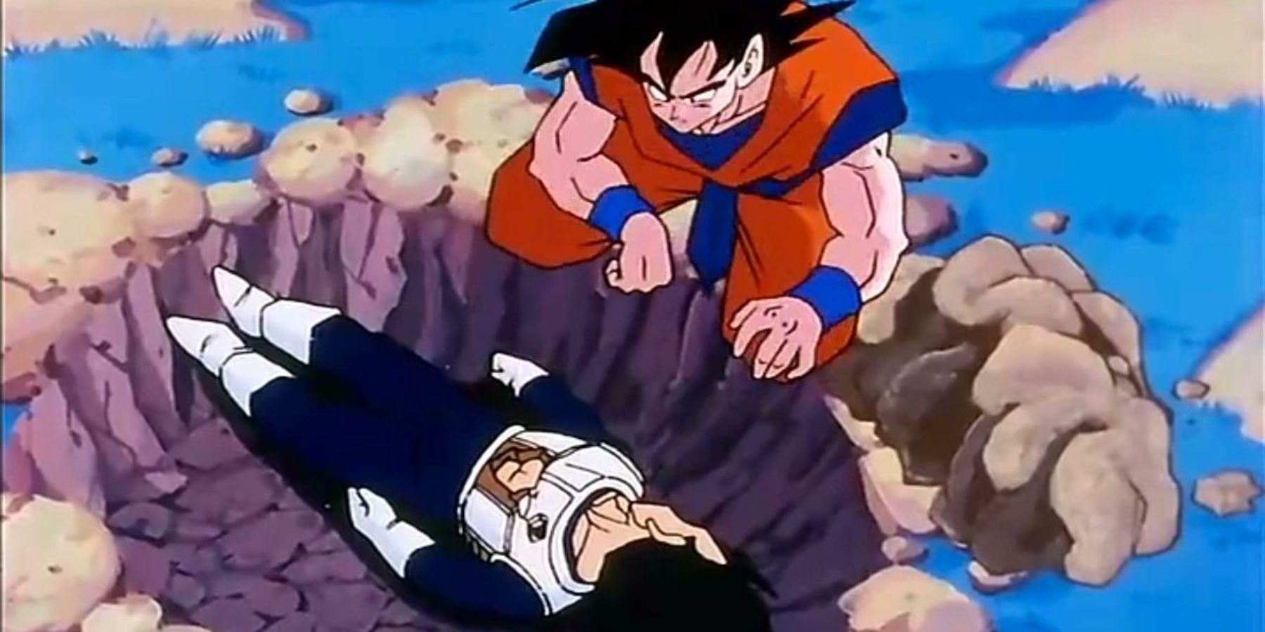Goku mengubur Vegeta di Dragon Ball Z (1)