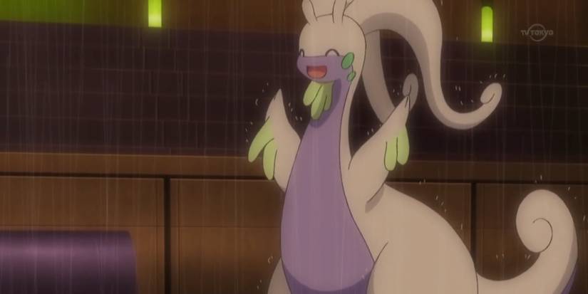 Goodra celebrating the rain
