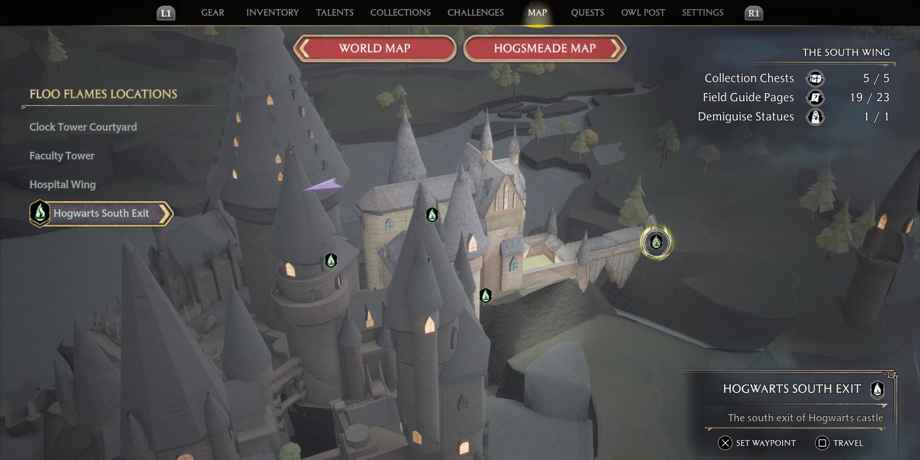 The south exit of Hogwarts in Hogwarts Legacy
