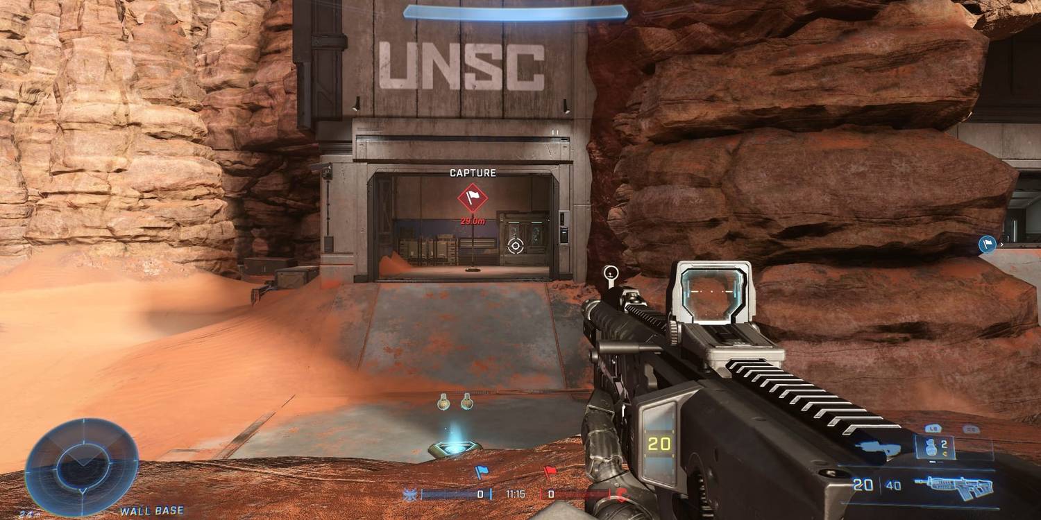 A flag location on Halo Infinite's Oasis map