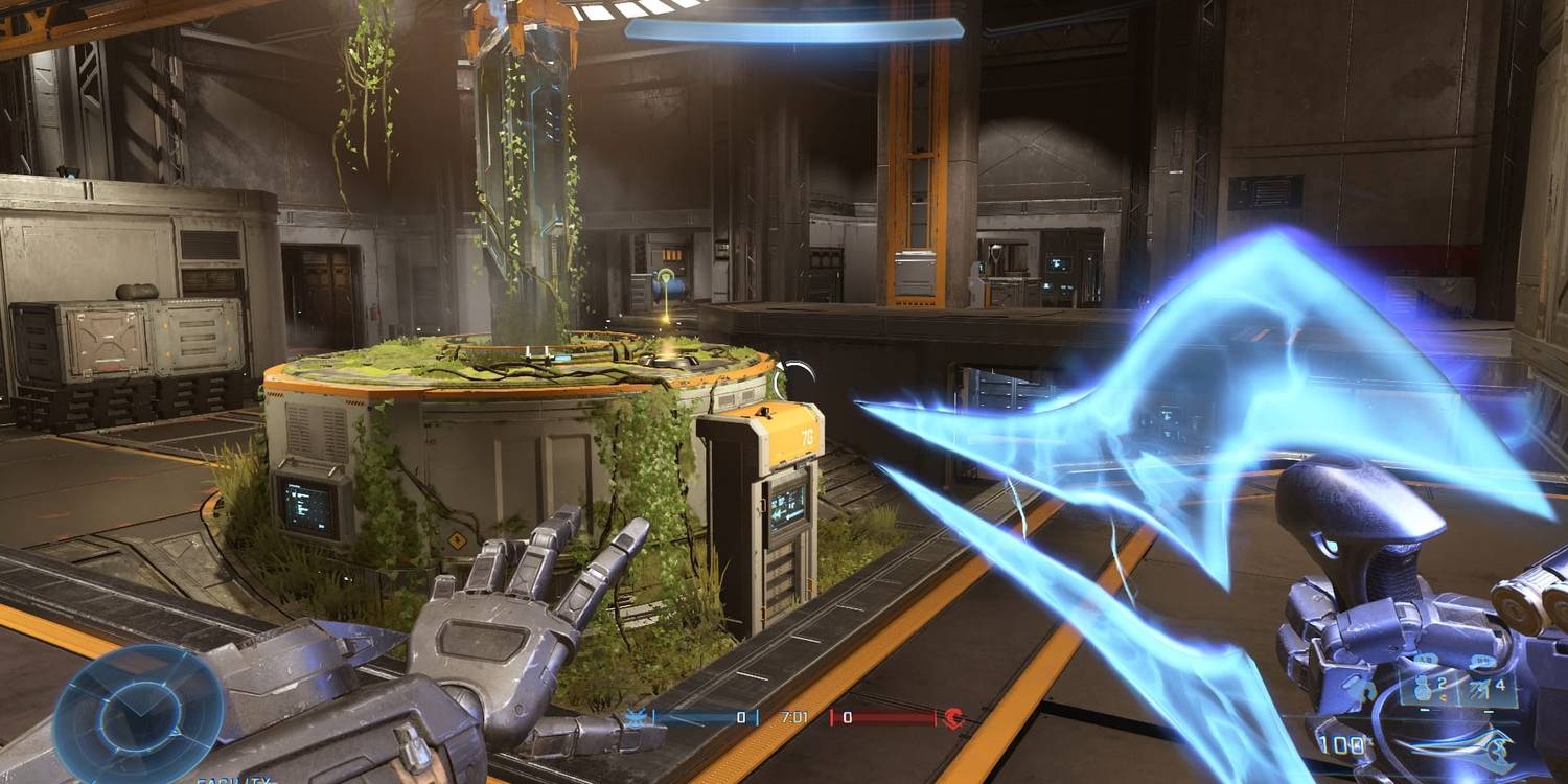 In-game shot of a power item location in Halo Infinite's Oasis map