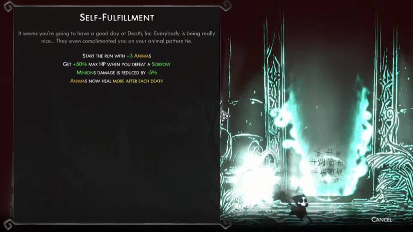 Have A Nice Death difficulty selection, set to Self-Fulfillment