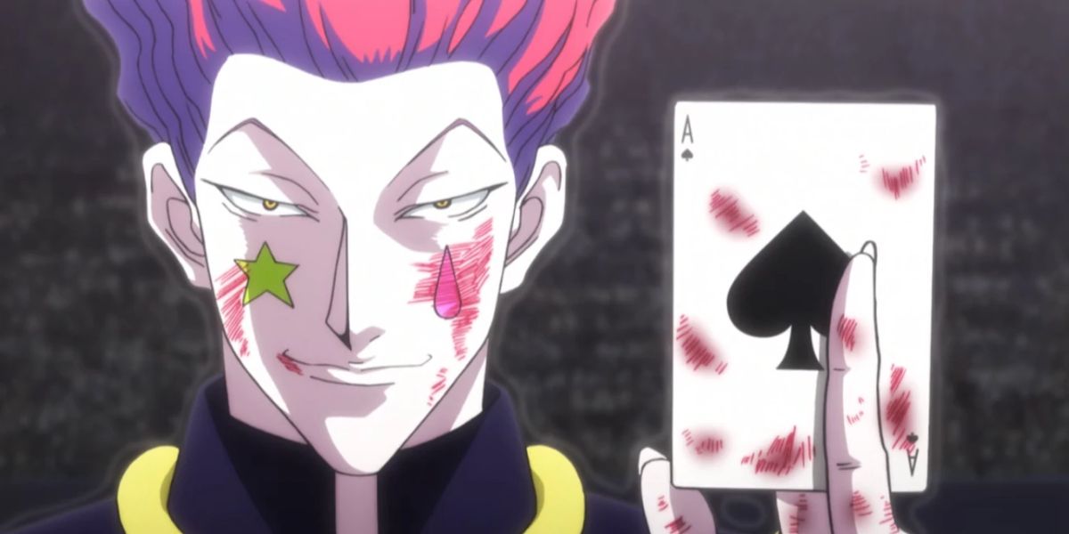 Hisoka holding an ace of spades