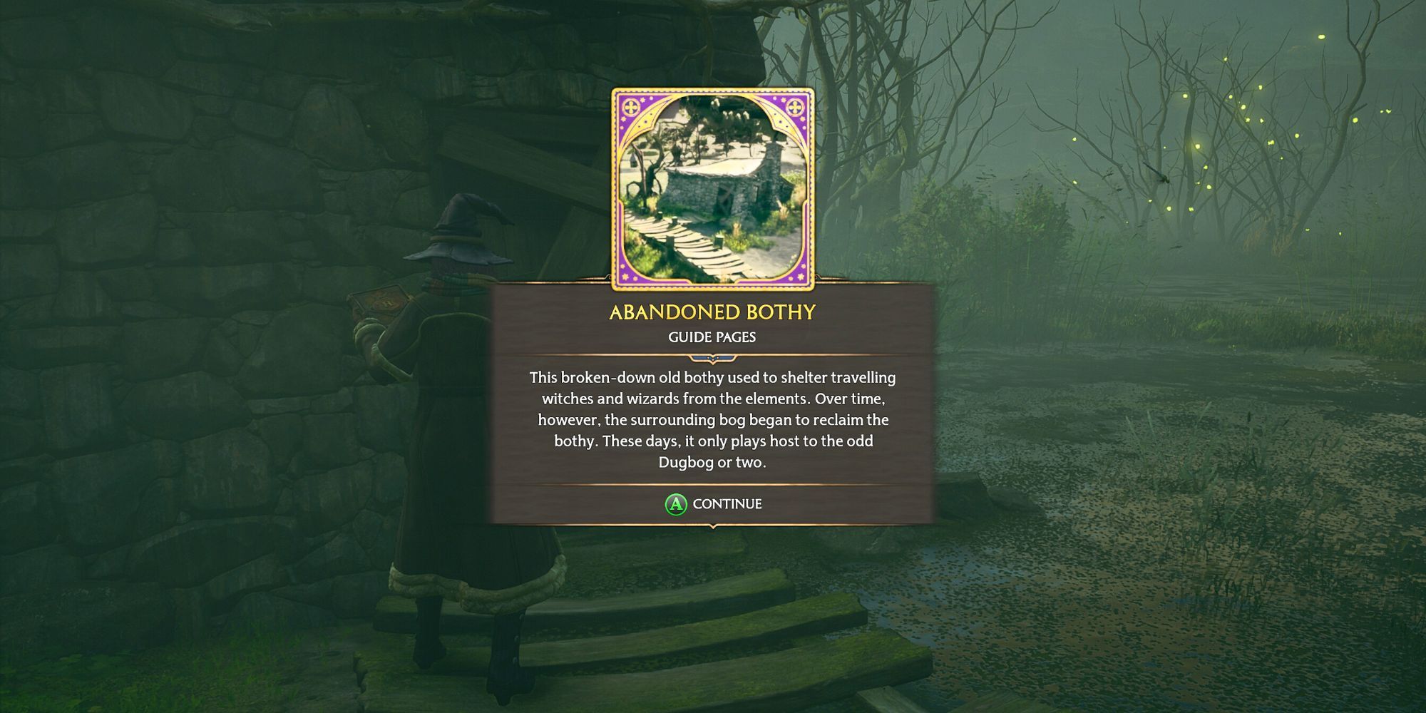Hogwarts Legacy Abandoned Bothy Field guide page location South Sea Bog