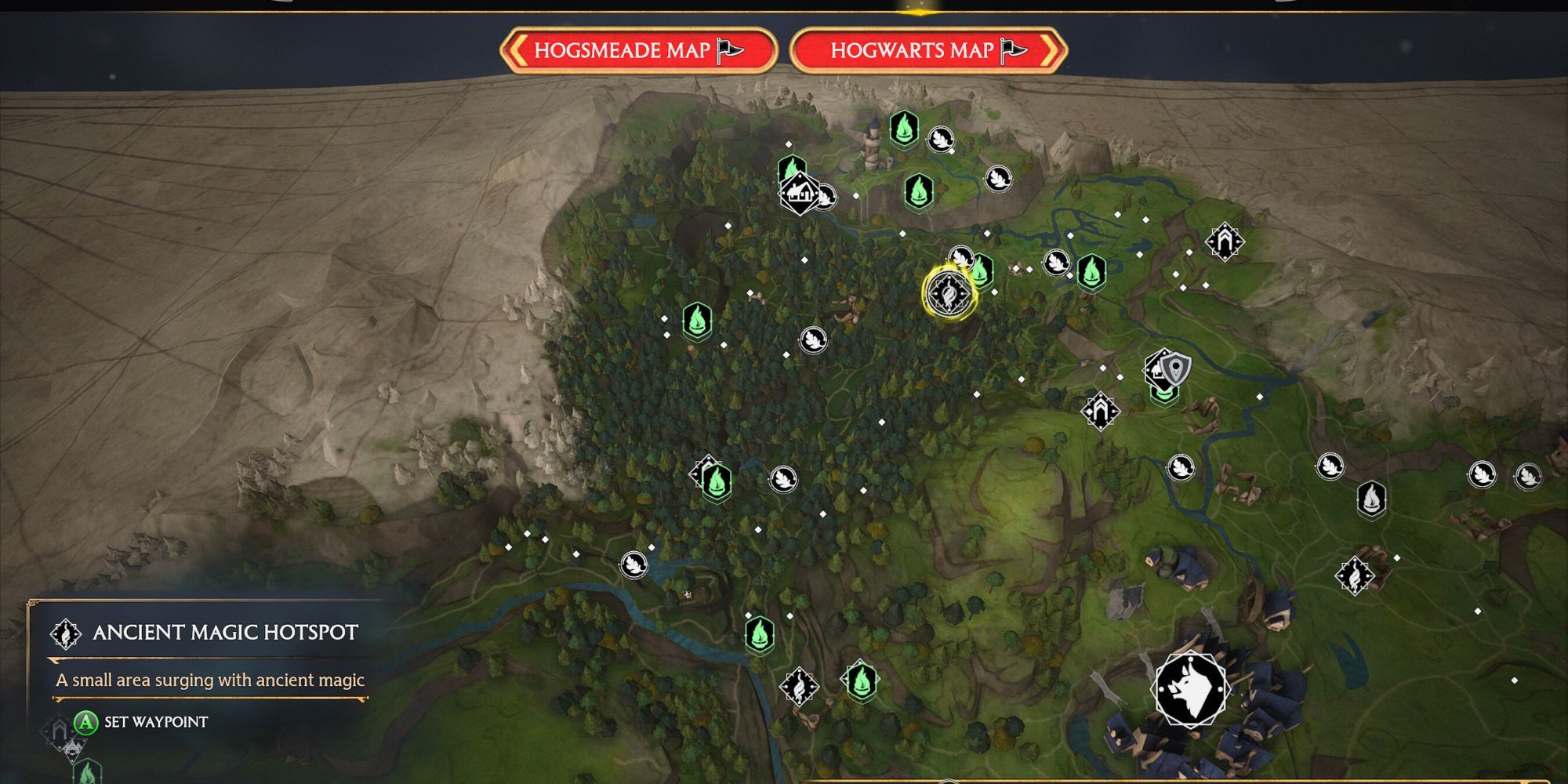 Hogwarts Legacy Ancient Magic Hotspot map location Forbidden Forest