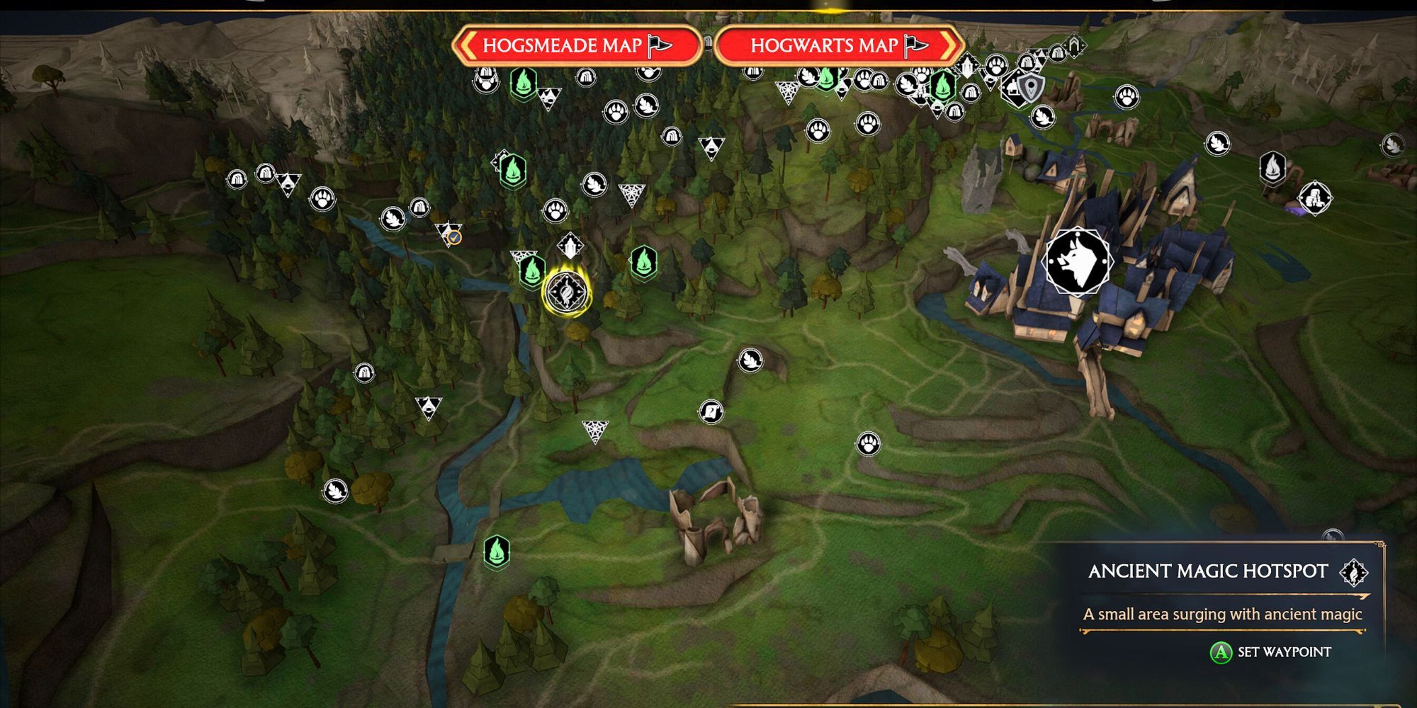 Hogwarts Legacy Ancient Magic Hotspot map location North Hogwarts