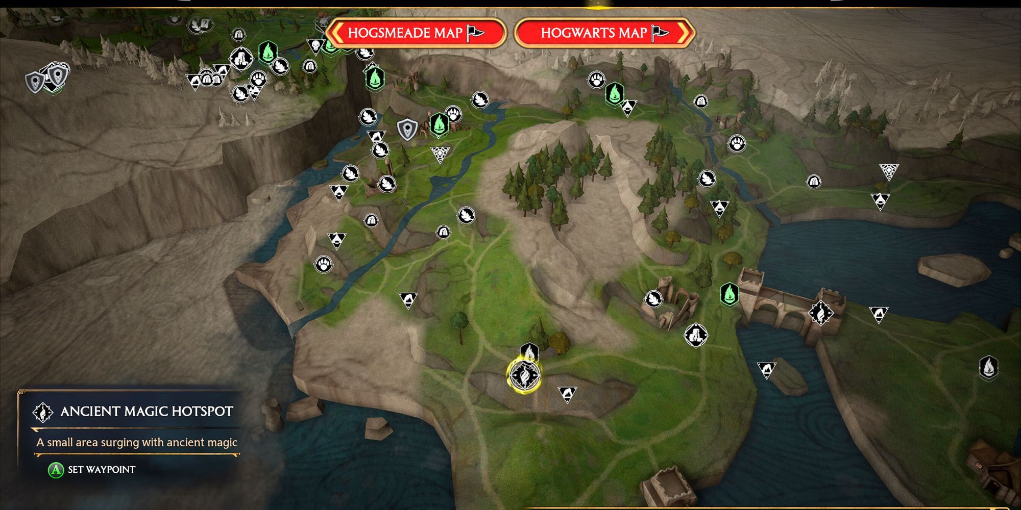 Hogwarts Legacy Ancient Magic Hotspot map location Poidsear Coast 