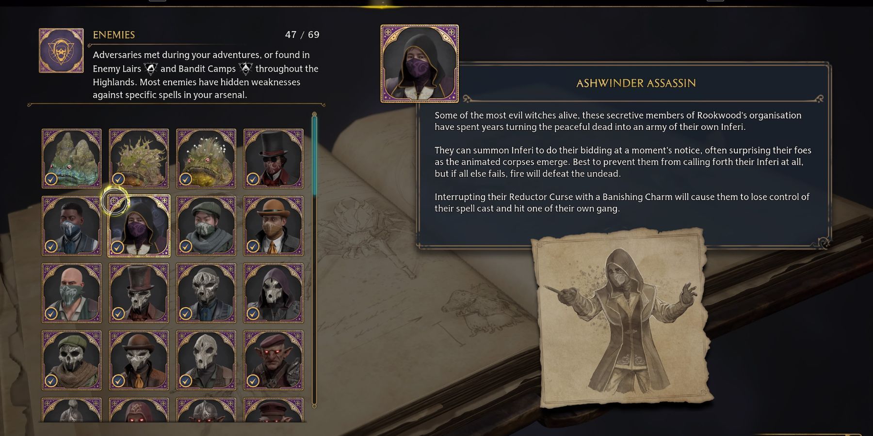 hogwarts legacy ashwinder assassin field guide