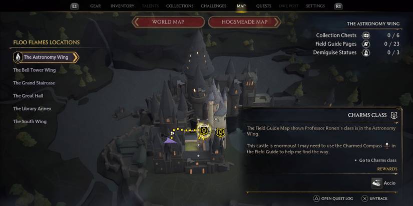 hogwarts legacy attend charms class
