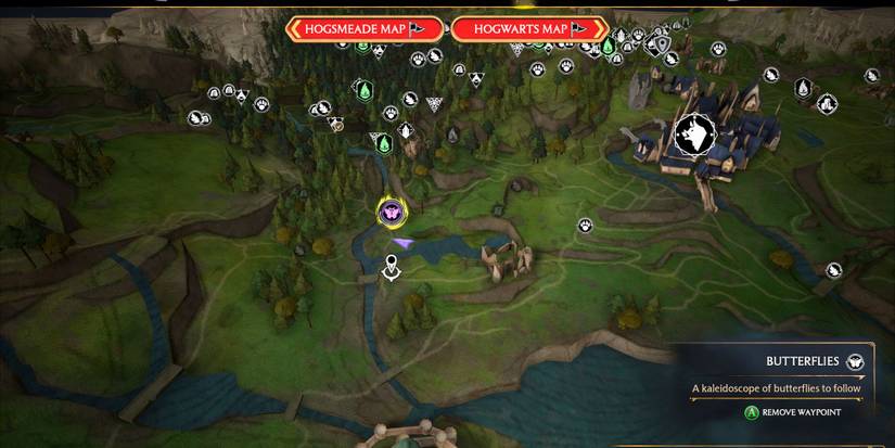Hogwarts Legacy butterfly map location Follow the Butterflies side quest Forbidden Forest