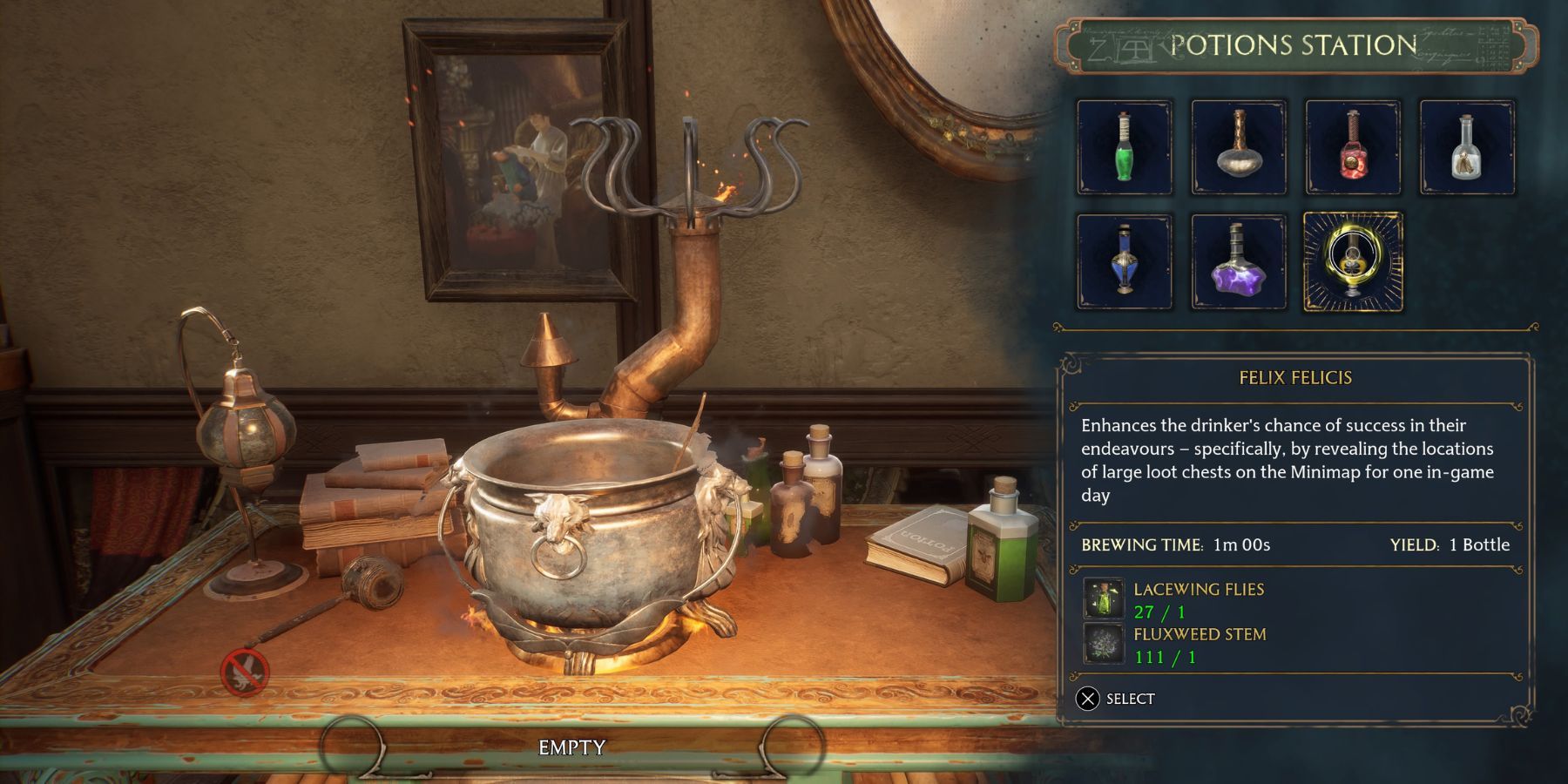 hogwarts legacy felix felicis brewing