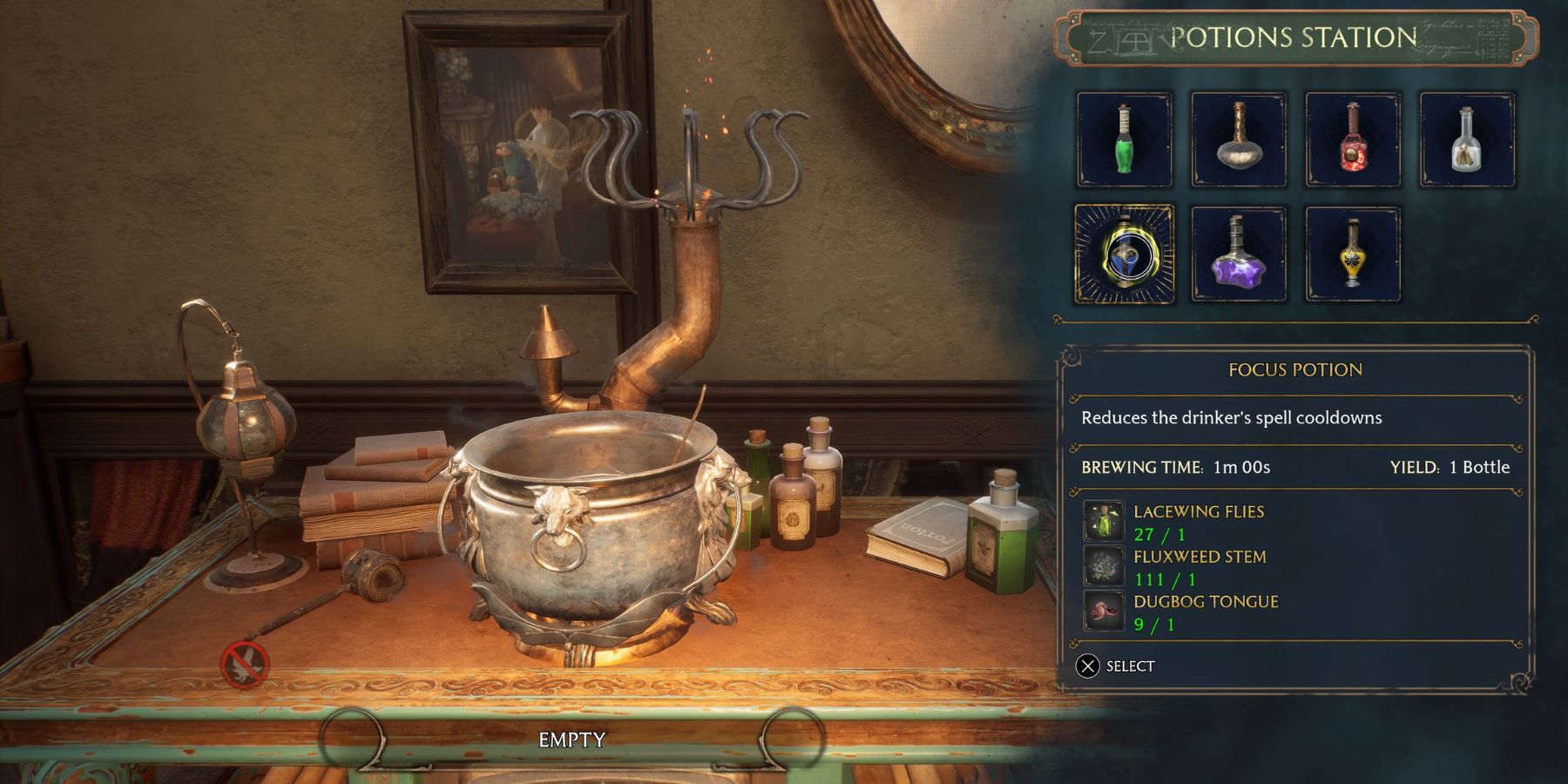 hogwarts legacy focus potion brewing