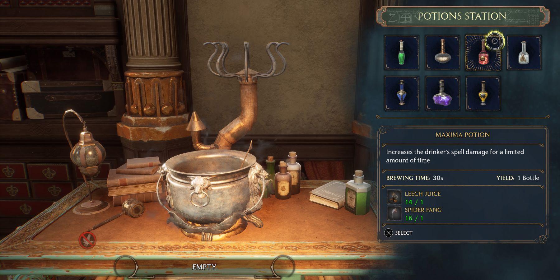 hogwarts legacy maxima potion brewing