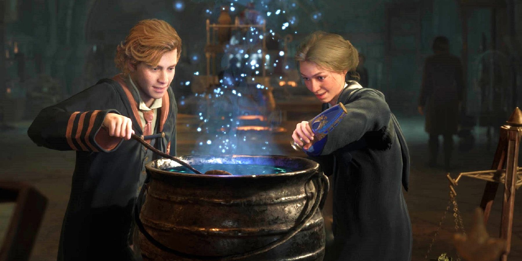 hogwarts legacy students making a potion