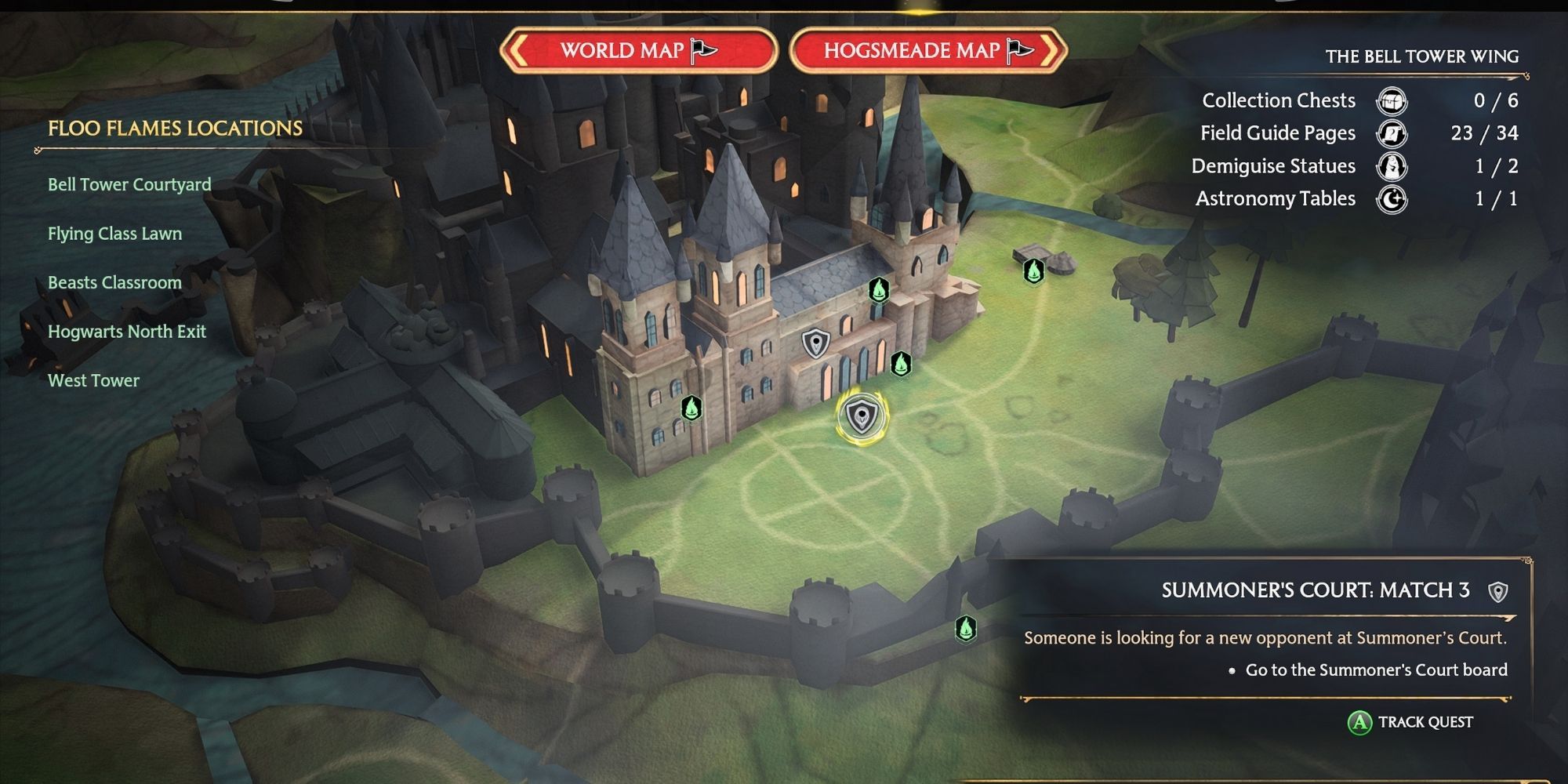 Hogwarts Legacy Summoners Court side quest match location
