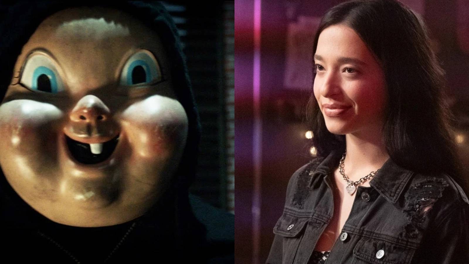 Split image of Bayfield Babyface Killer from Happy Death Day and Amber Freeman from Scream (2022)