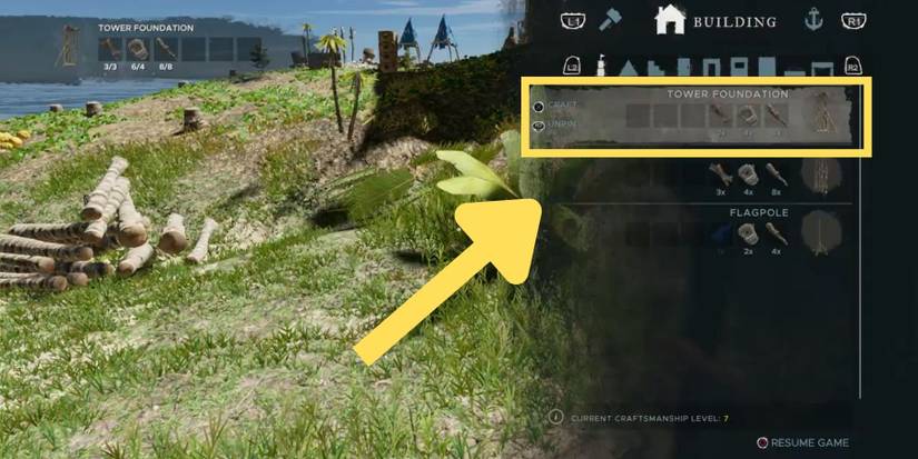 image showing how to build a tower in stranded deep.