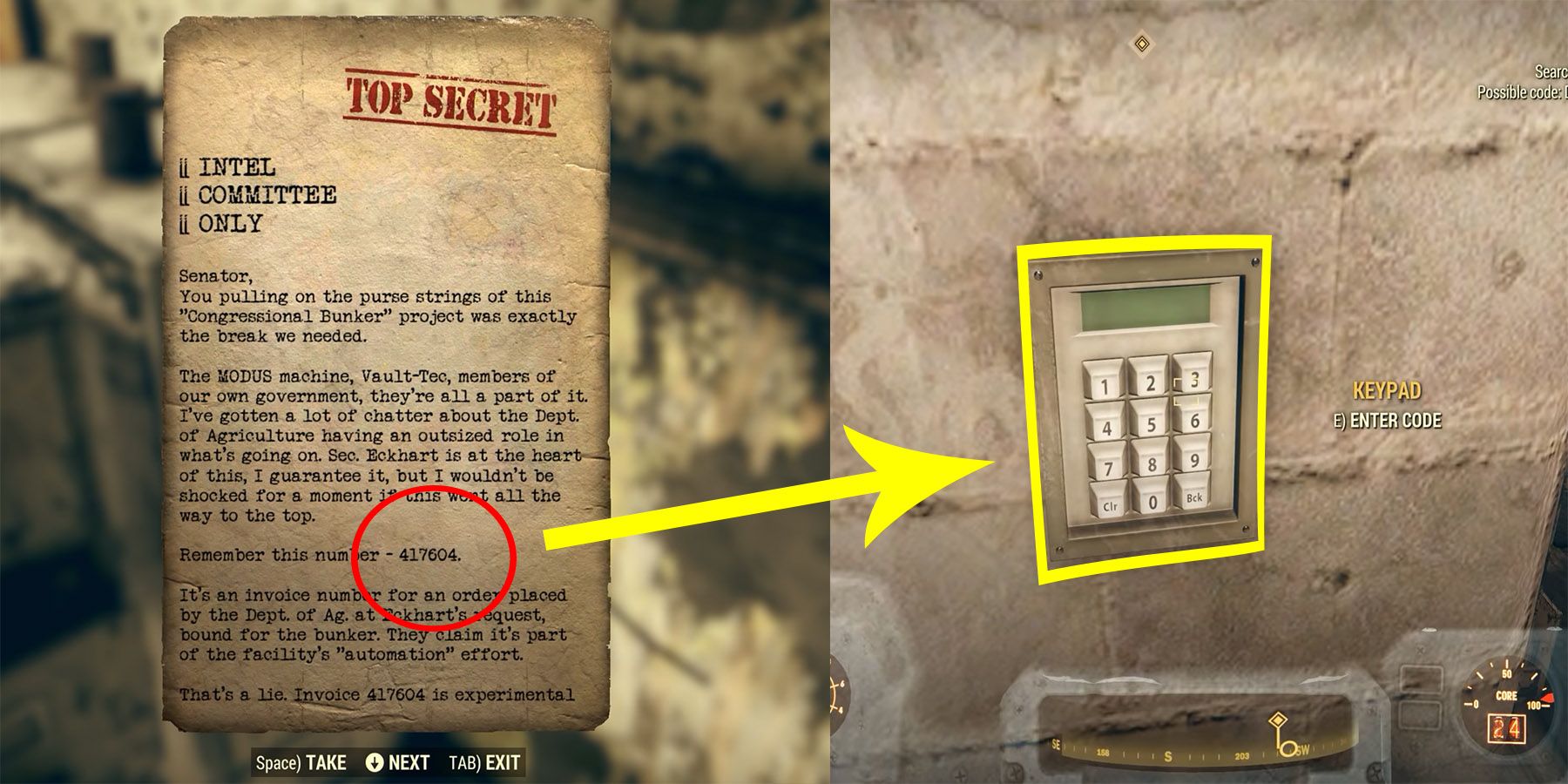 image showing how to solve the keyboard puzzle in the bunker buster mission. 
