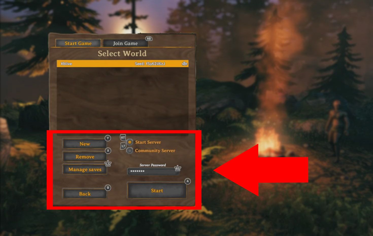 image showing how to create crossplay server in valheim on xbox series x and s. 