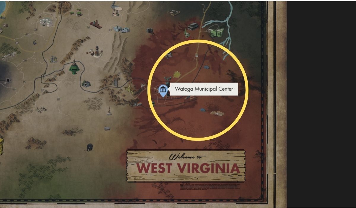 image showing the best location for t-45 power armor in fallout 76.