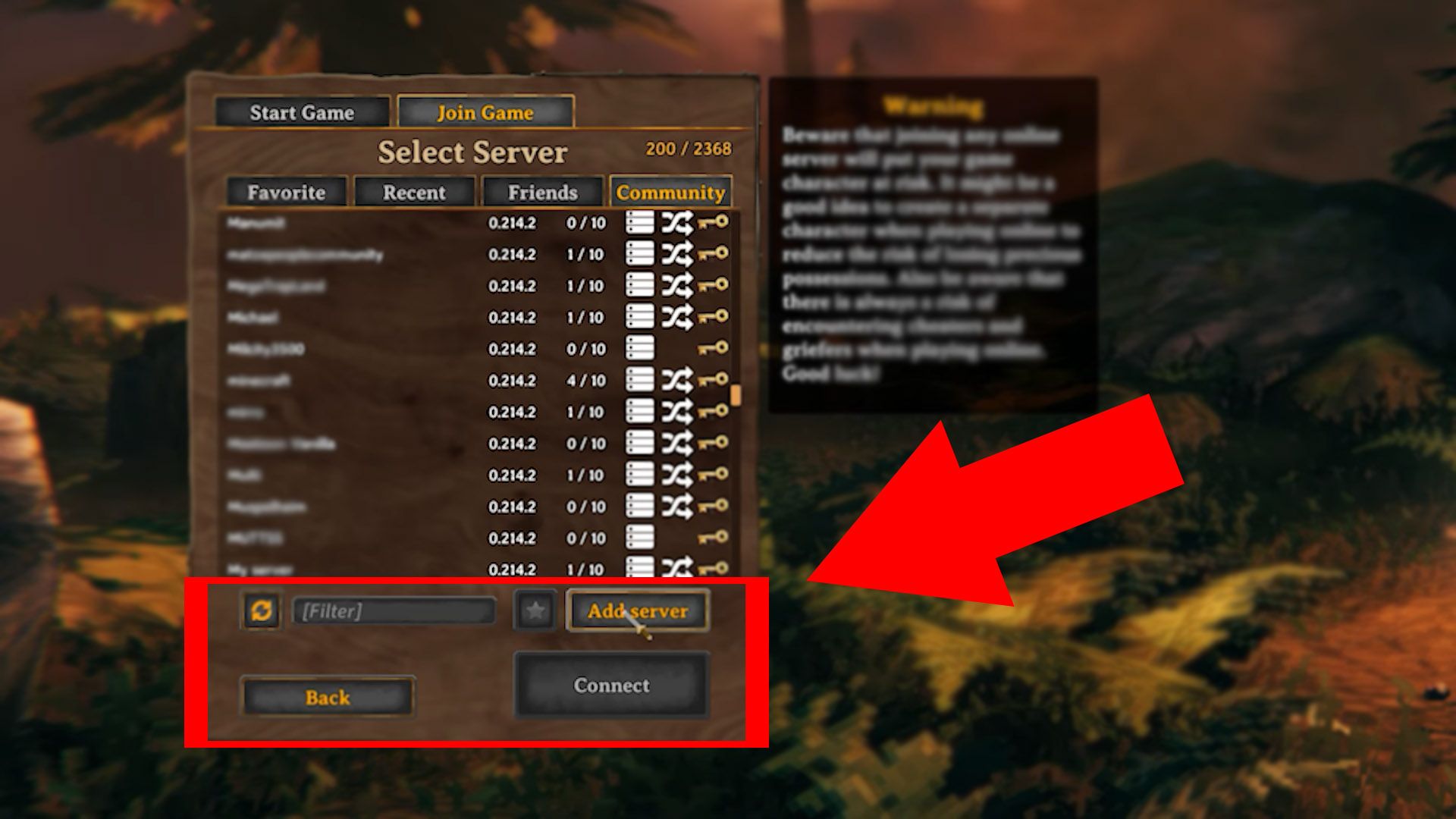 iimage showing how to join valheim crossplay servers. 