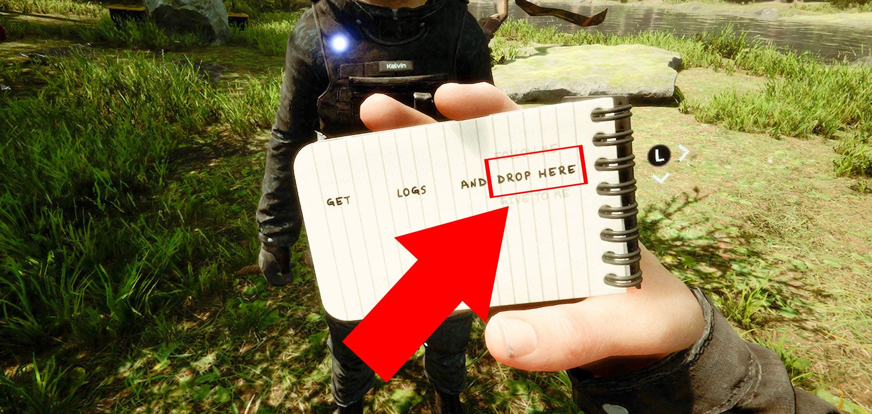 image showing kelvin's drop item command. 