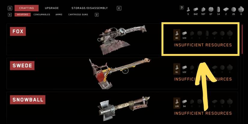 image showing how to craft weapons using blueprints in atomic hearts.