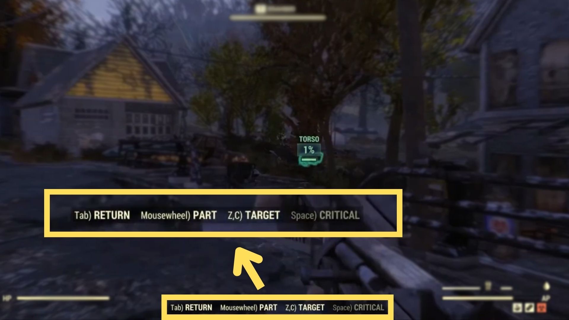 image showing the key bins for using the vats in fallout 76.