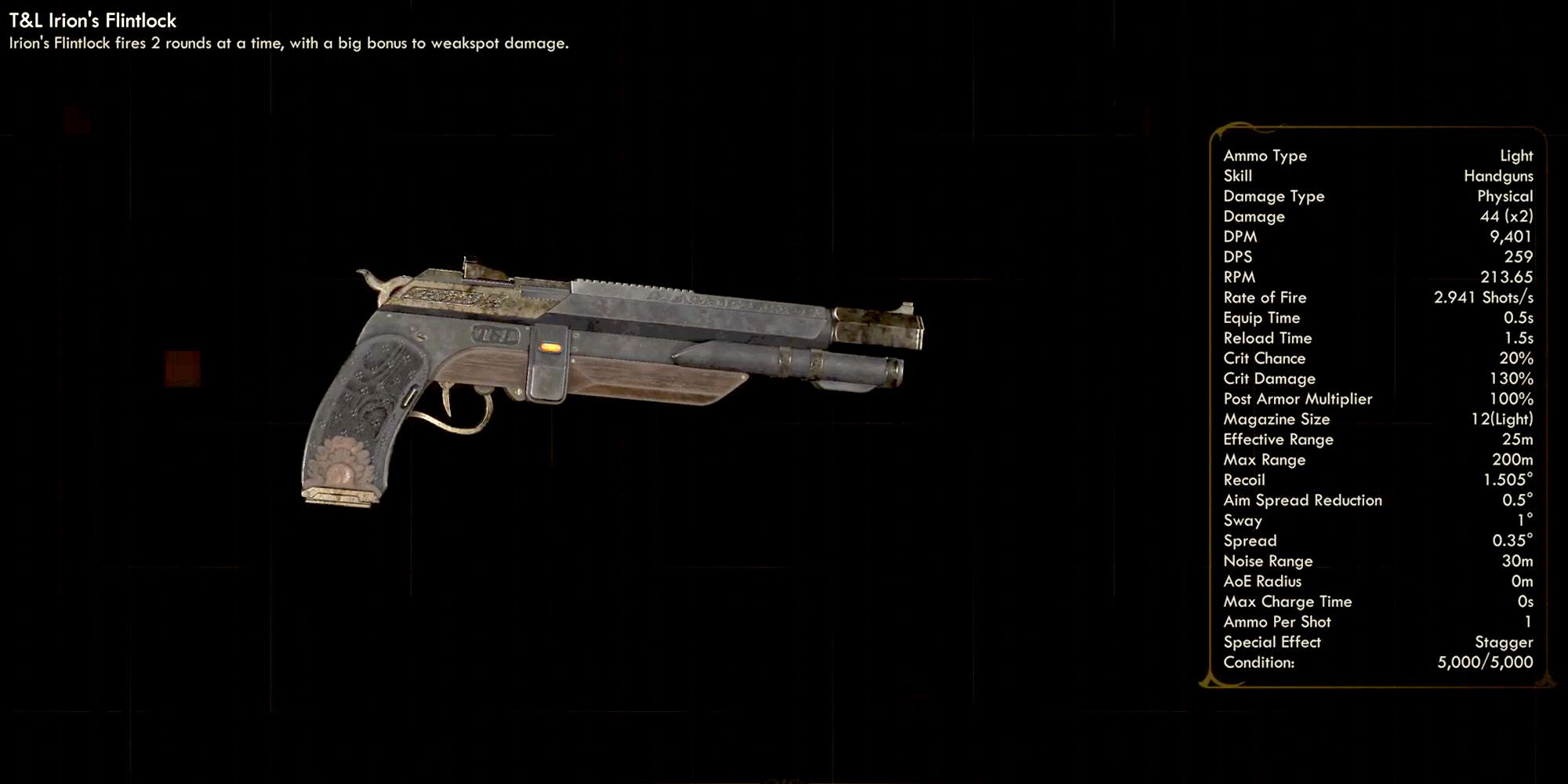 The Outer Worlds Irion's Flintlock