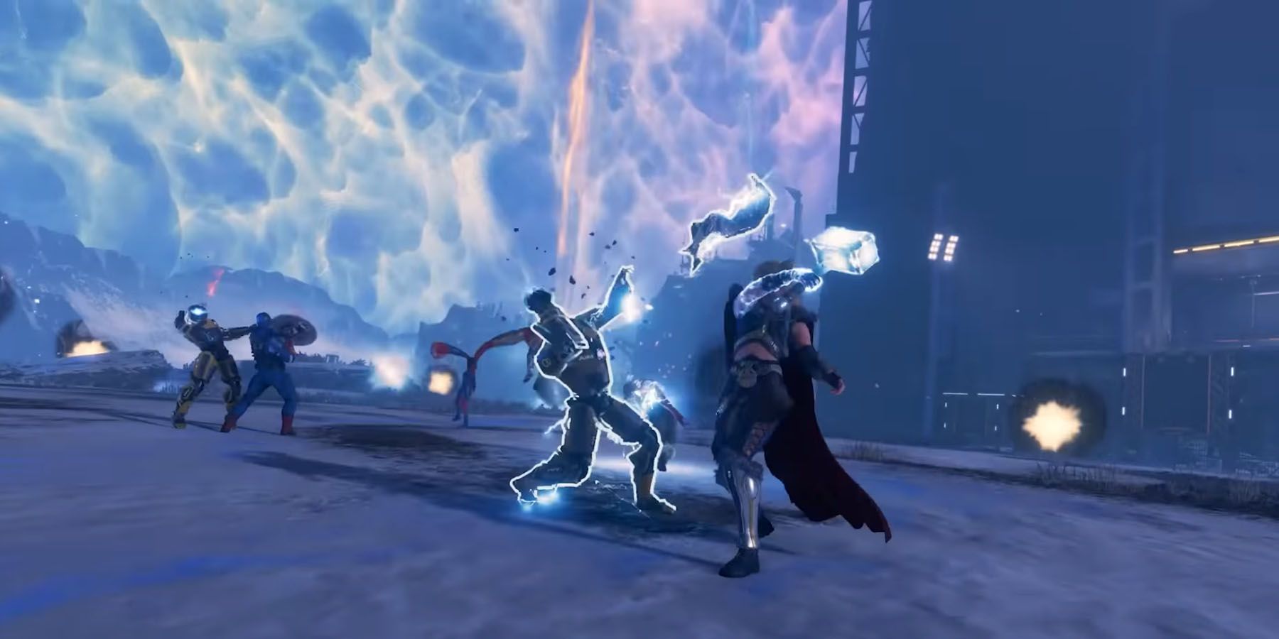 Jane Foster channeling lightning to an opponent