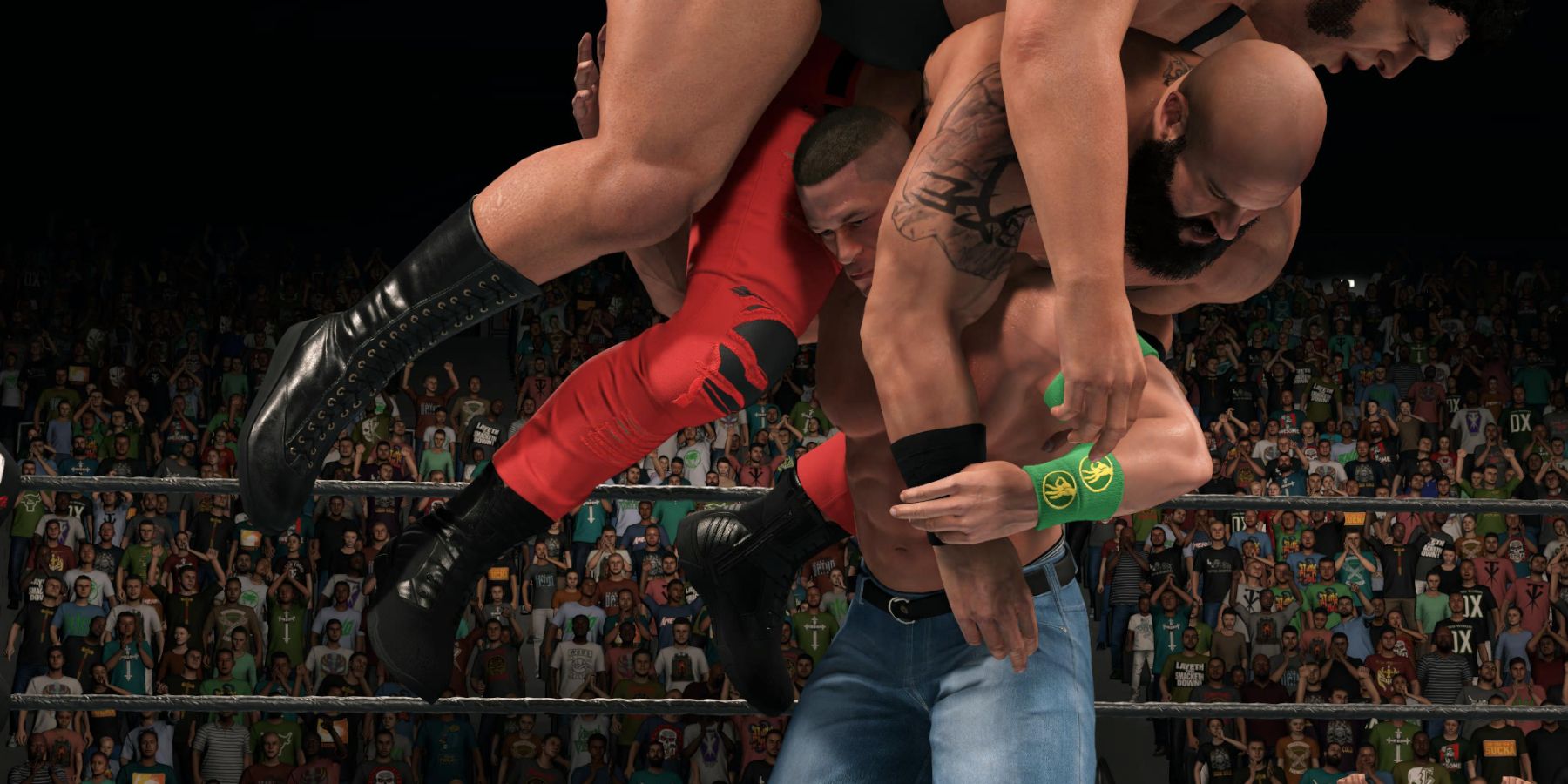 John Cena hitting the Double AA on the two super heavyweights