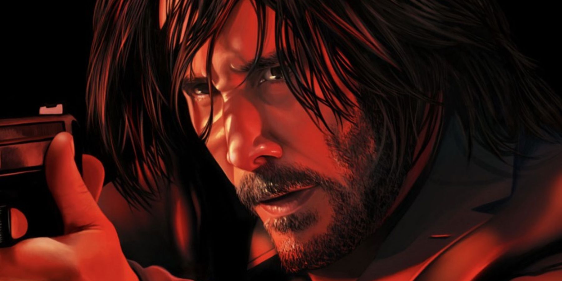 John Wick: Chapter 4 Keanu Reeves illustration holding gun